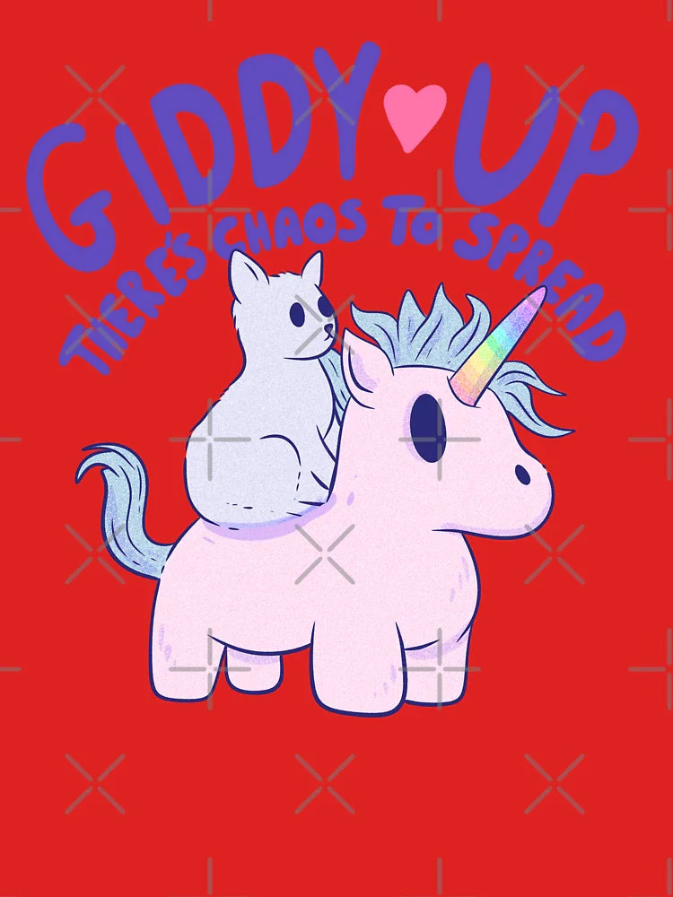 Cute Cat Riding Unicorn - Giddy Up, There’s Chaos to Spread Classic T-Shirt