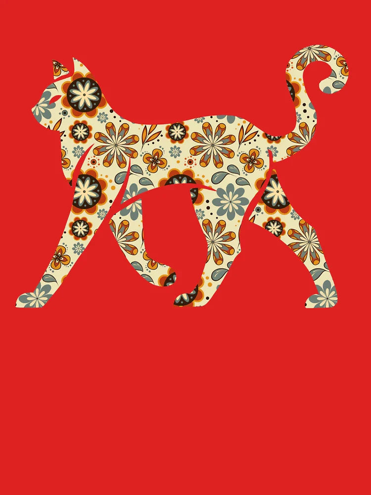 Floral Retro Cat Vintage Boho Art Classic T-Shirt