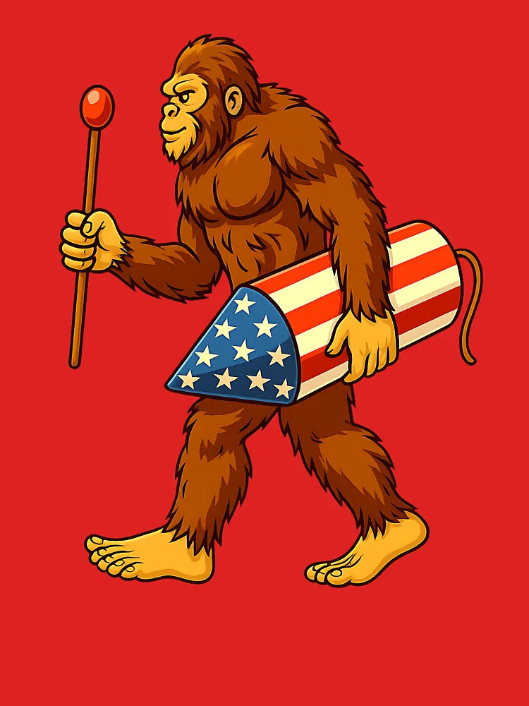 Bigfoot Fireworks 4th of July Men Sasquatch American Flag US Classic T-Shirt