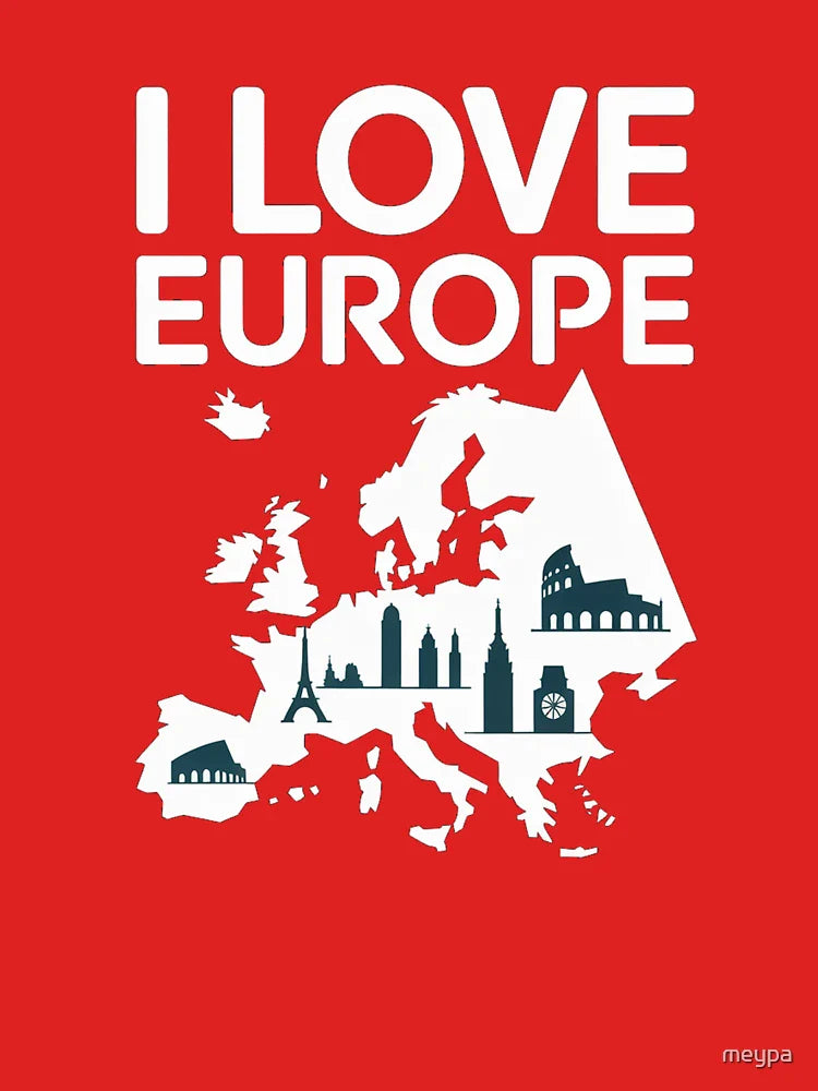 I Love Europe Skyline Adventure Travel Enthusiast Design Classic T-Shirt