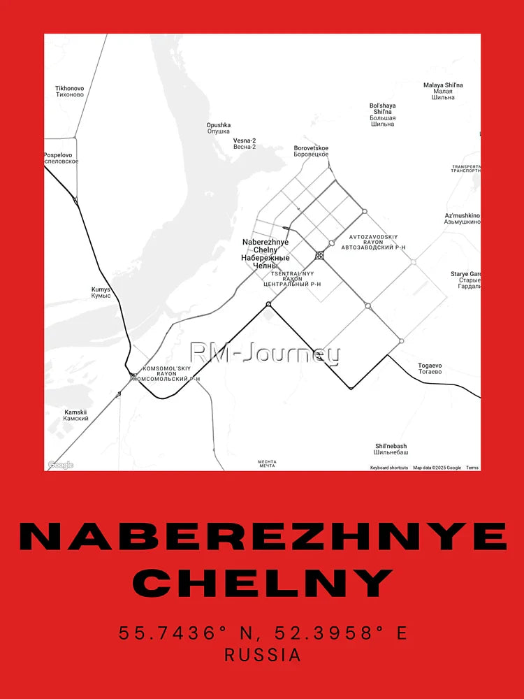 Naberezhnye Chelny Map – Tatarstan Urban Layout Poster Classic T-Shirt