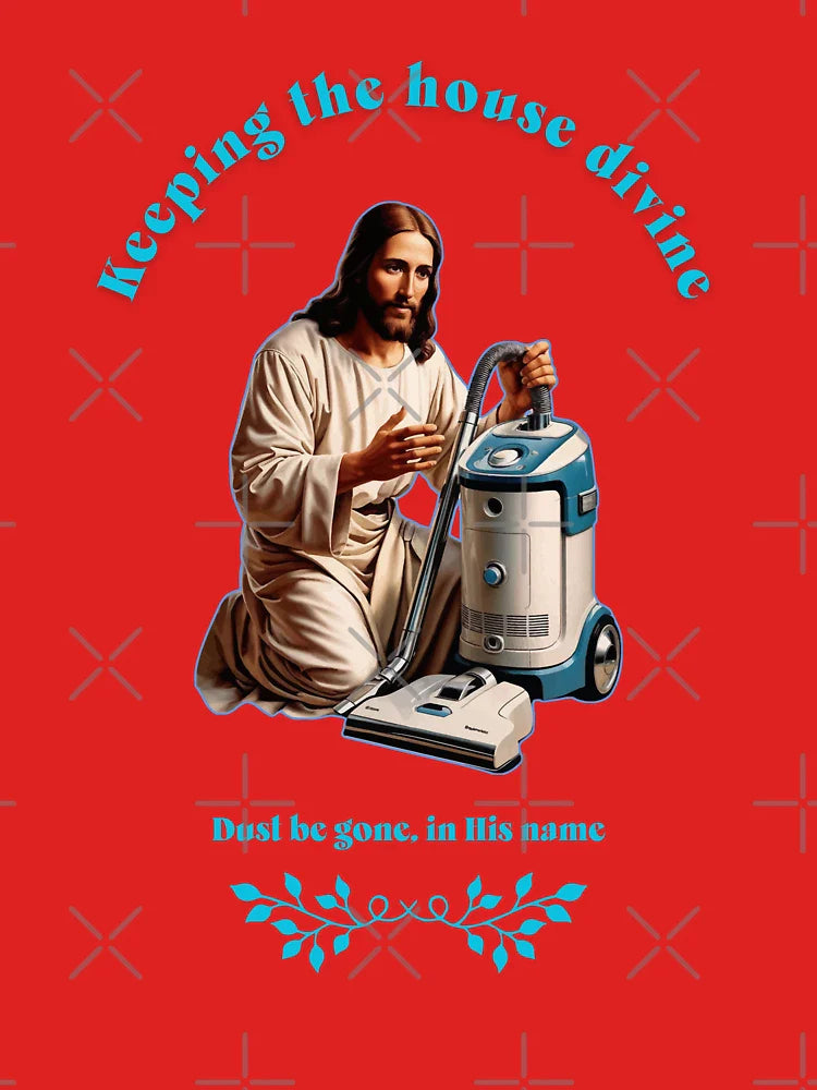Keeping the House Divine T-Shirt - Humorous Jesus Vacuum Design Classic T-Shirt