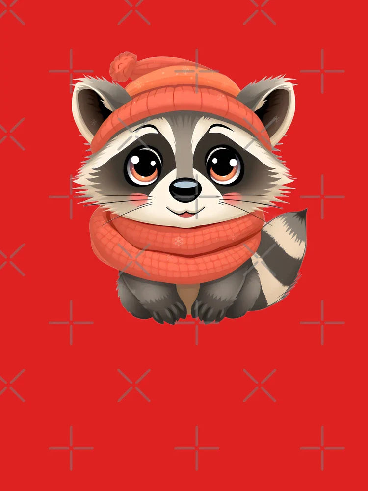 Adorable Raccoon with Cozy Winter Look Classic T-Shirt