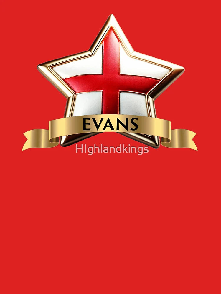 Evans Star Crest  St George Cross with Gold Surname Banner Classic T-Shirt