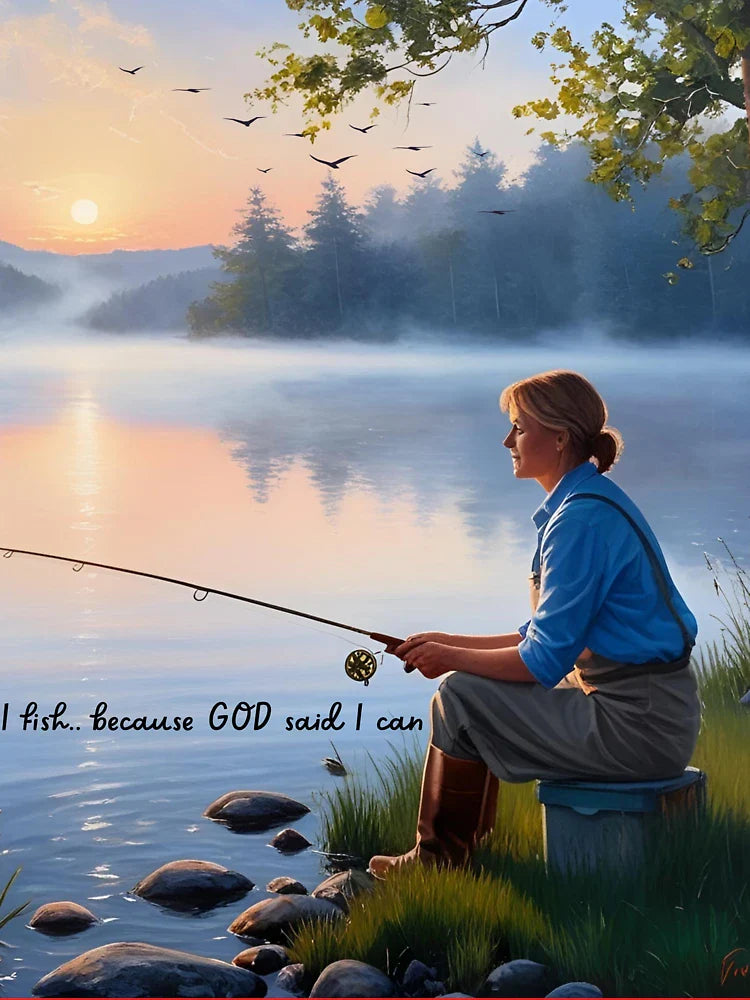 I Fish Because God Said I Can – Peaceful Lake Fishing Design Classic T-Shirt
