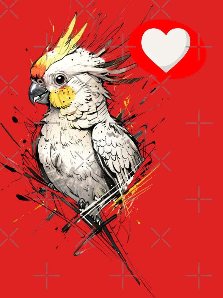 Expressive Cockatiel Design - Funny Parrot Love Bird Illustration | Animal Art  Classic T-Shirt