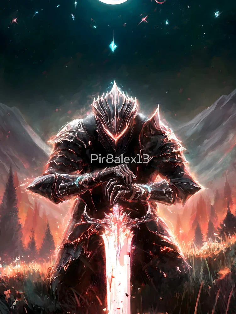 Dark Knight with Glowing Sword Classic T-Shirt