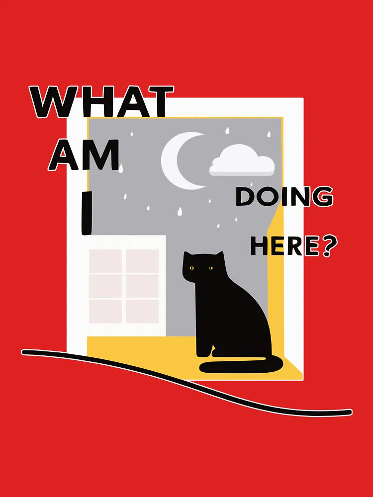 What Am I Doing Here? | Black Cat in the Rain – Sticker Classic T-Shirt