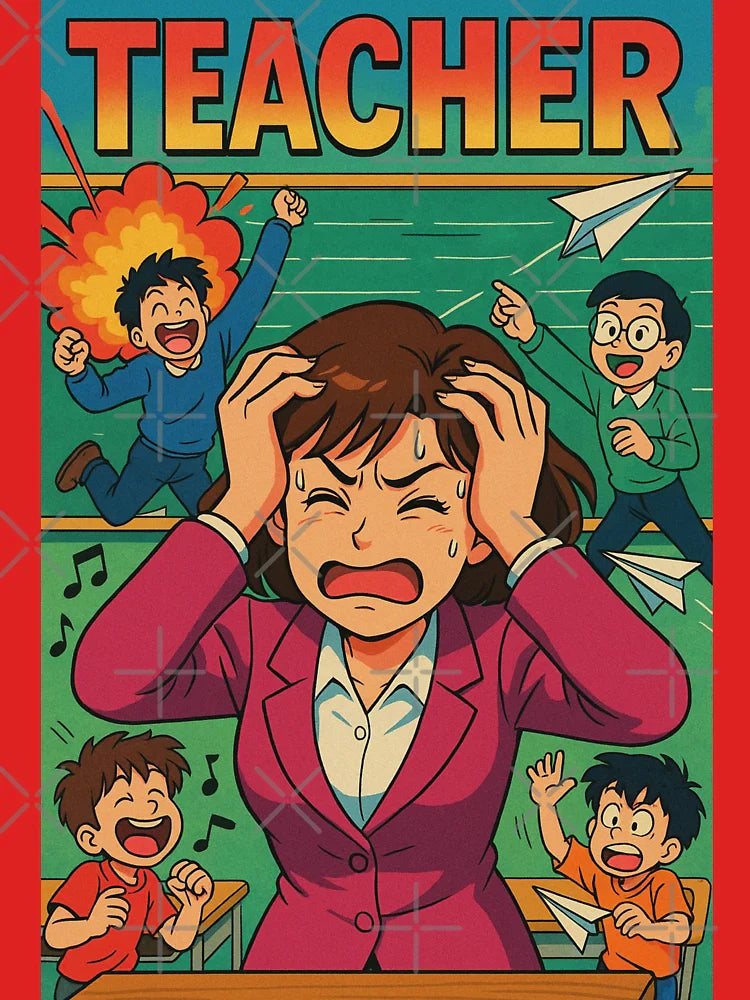 Exhausted Teacher in Naughty Classroom Classic T-Shirt