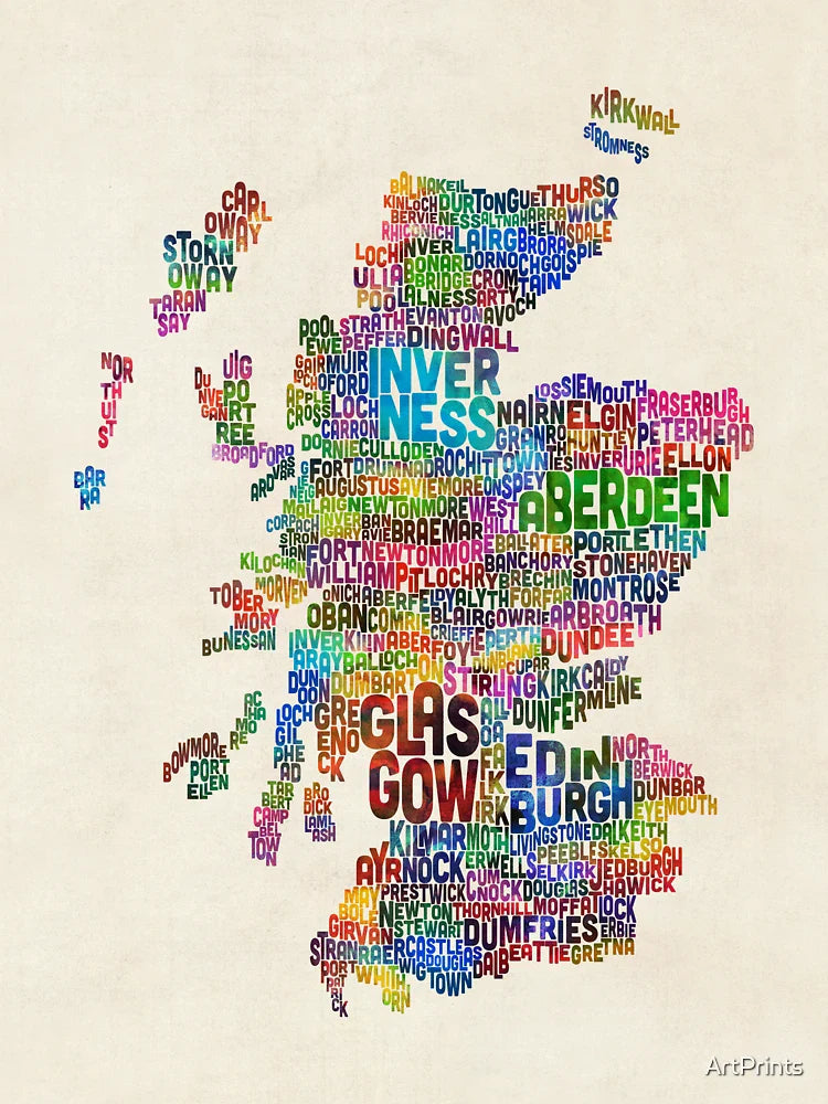 Scotland Typography Text Map Classic T-Shirt