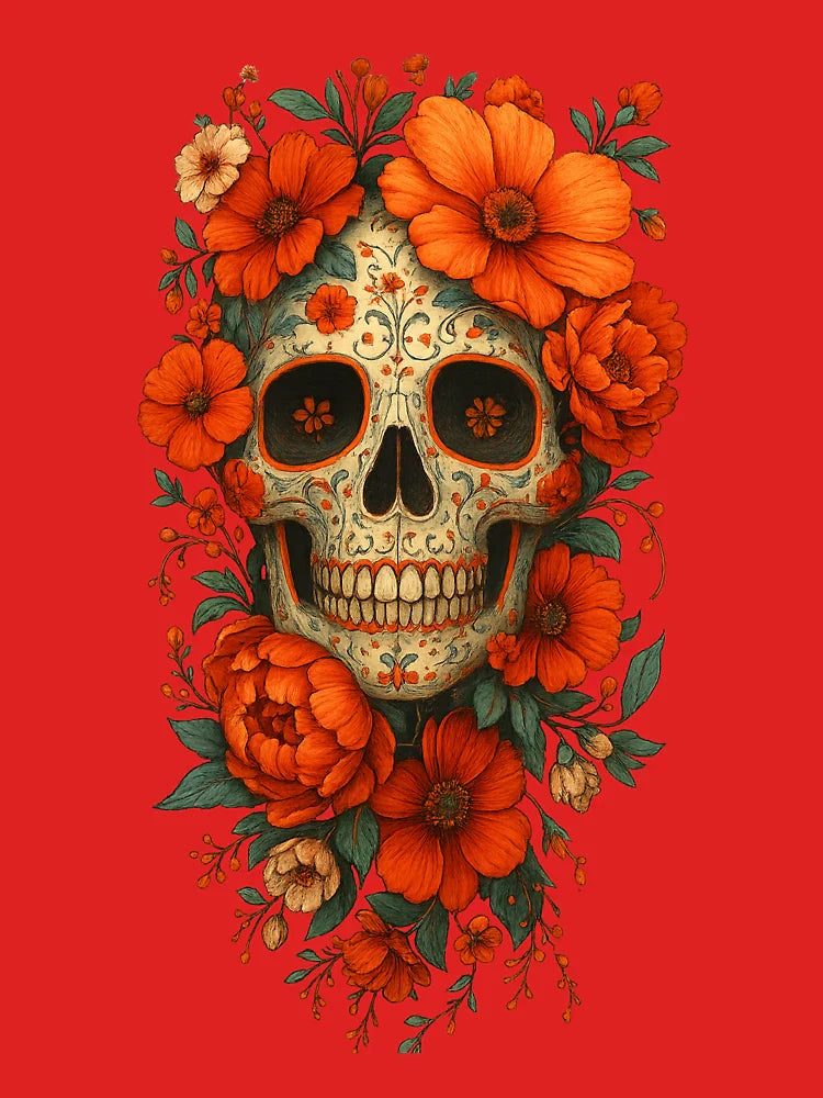 Floral Sugar Skull – Day of the Dead Illustration Classic T-Shirt