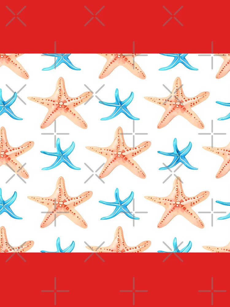 Blue Orange Starfish Pattern On White Background Classic T-Shirt