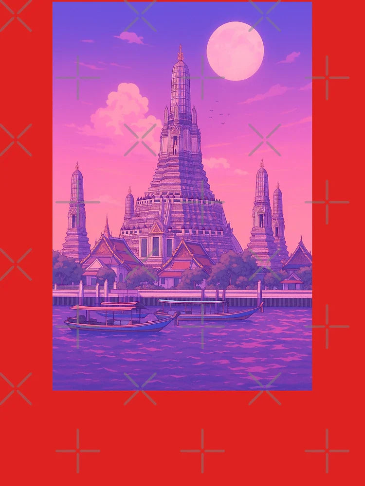 Wat Arun Temple Bangkok Thailand Retro Aesthetic Classic T-Shirt