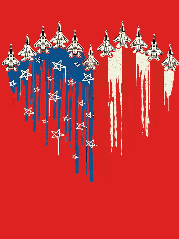 Retro Fighter Jet Airplane American Flag 4th Of July Classic T-Shirt
