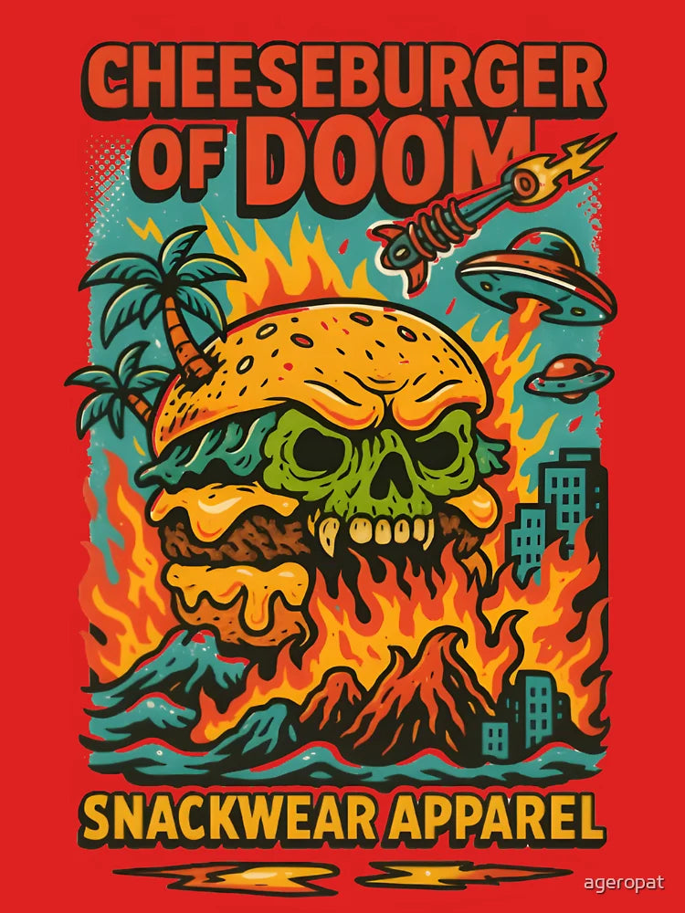 Cheeseburger of Doom – Flame-Grilled Destruction by Snackwear Apparel Classic T-Shirt