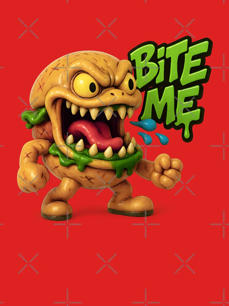 Riot Burger Monster Shouts Bite Me Classic T-Shirt