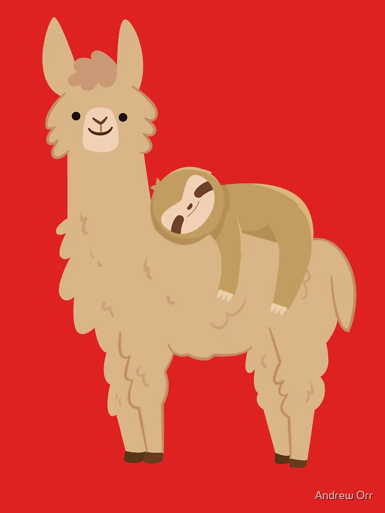 Adorable Sloth Relaxing on a Llama | Funny Llama Sloth Classic T-Shirt