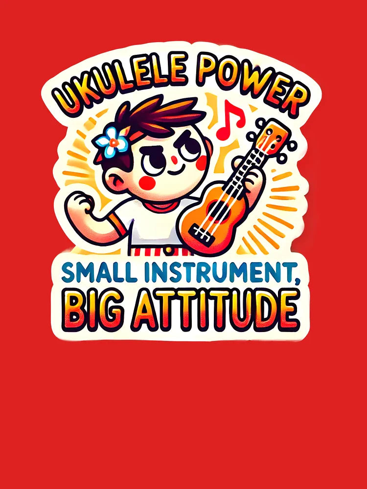 Ukulele Power Small Instrument Big Attitude Cute Music Lover Design Guitarist Sticker Gift for Music Lover Hawaii Musical Humor Ukulele Sticker Classic T-Shirt