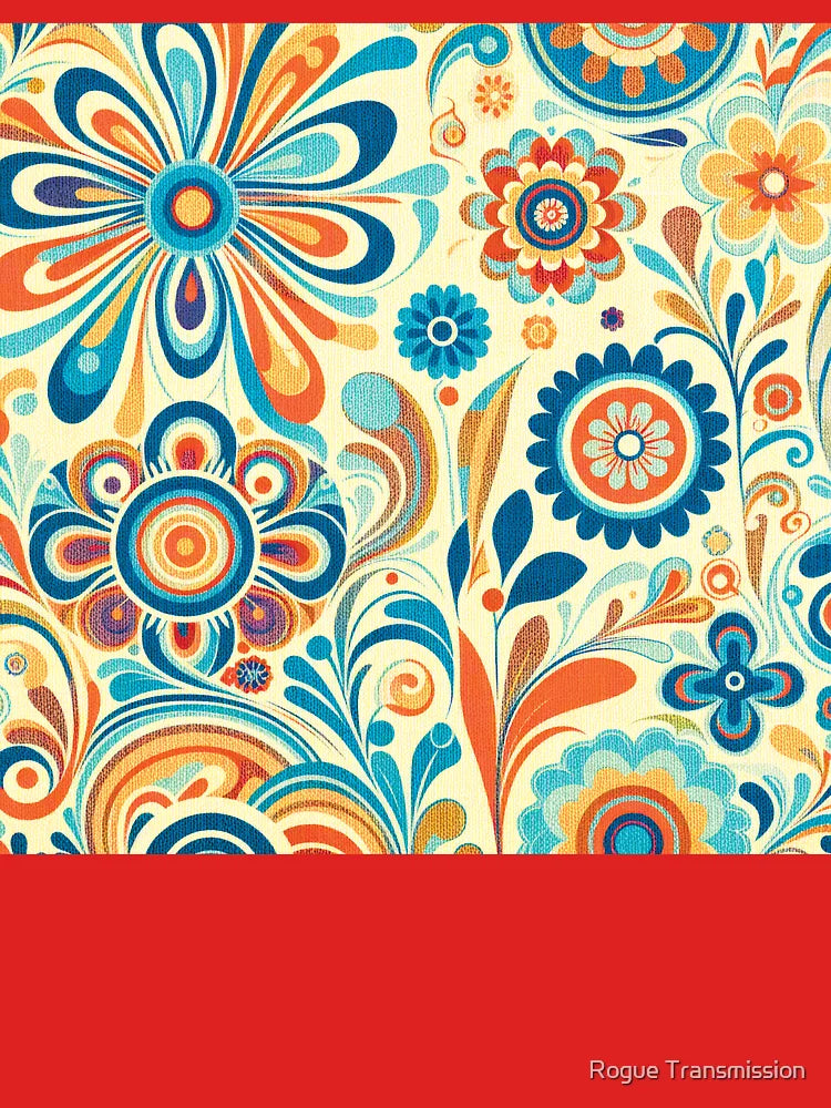 Retro Spring Flower Wallpaper – Groovy 60s Floral Pattern in Pastel Pop Colours Classic T-Shirt