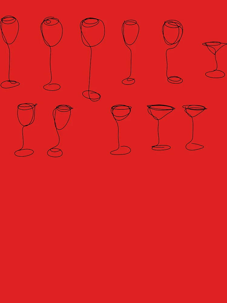 Wine and Cocktail Glasses Minimalist Art Classic T-Shirt