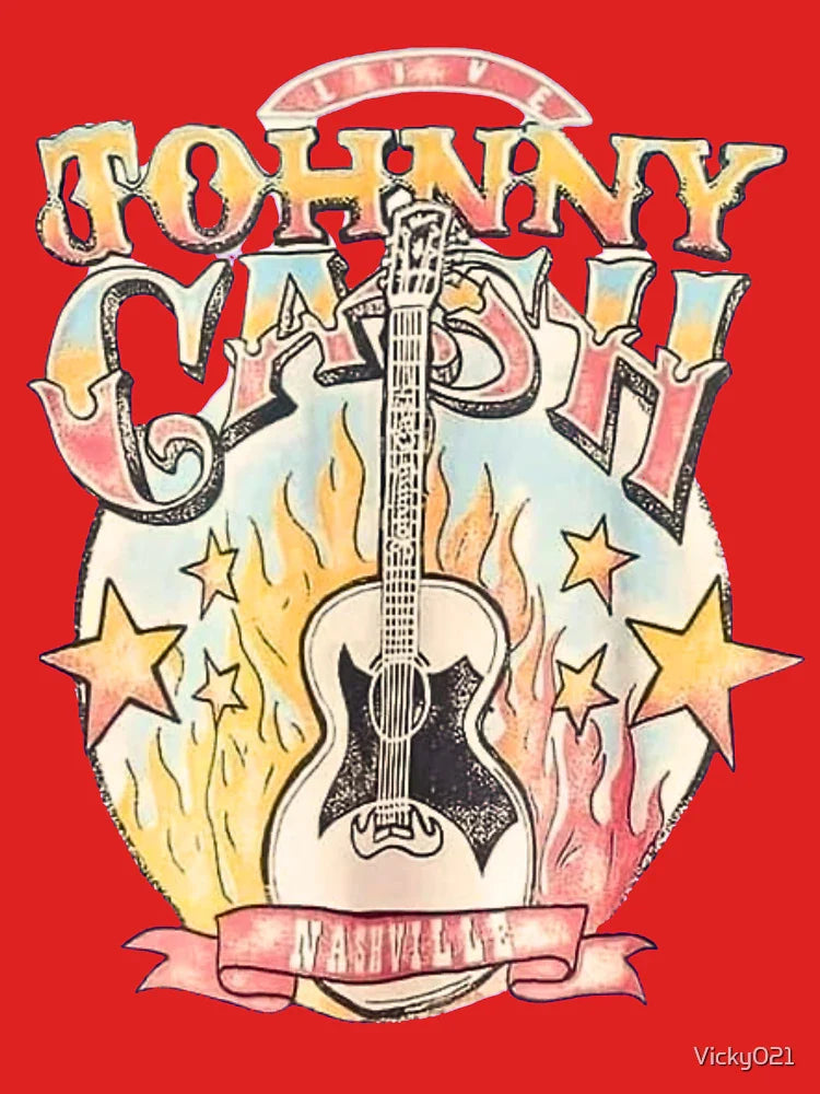 Johnny Cash with Burning Guitar Classic T-Shirt