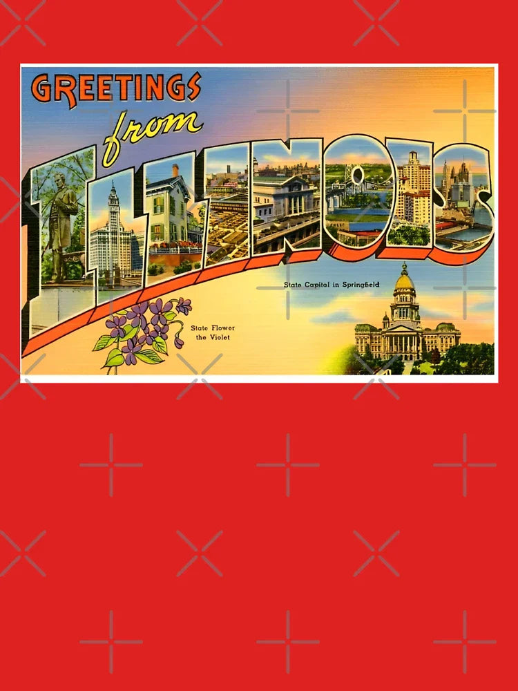 Vintage Illinois Travel Poster Wall Art Design Classic T-Shirt