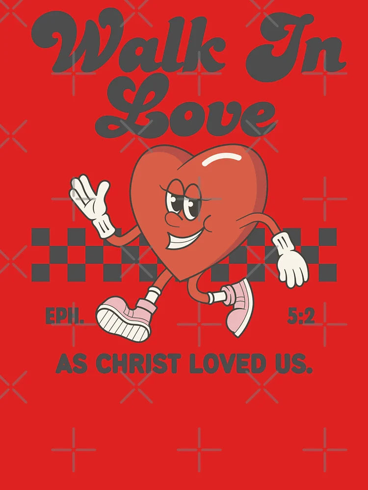 Walk in Love as Christ Loved Us Retro Cute Walking Heart Classic T-Shirt