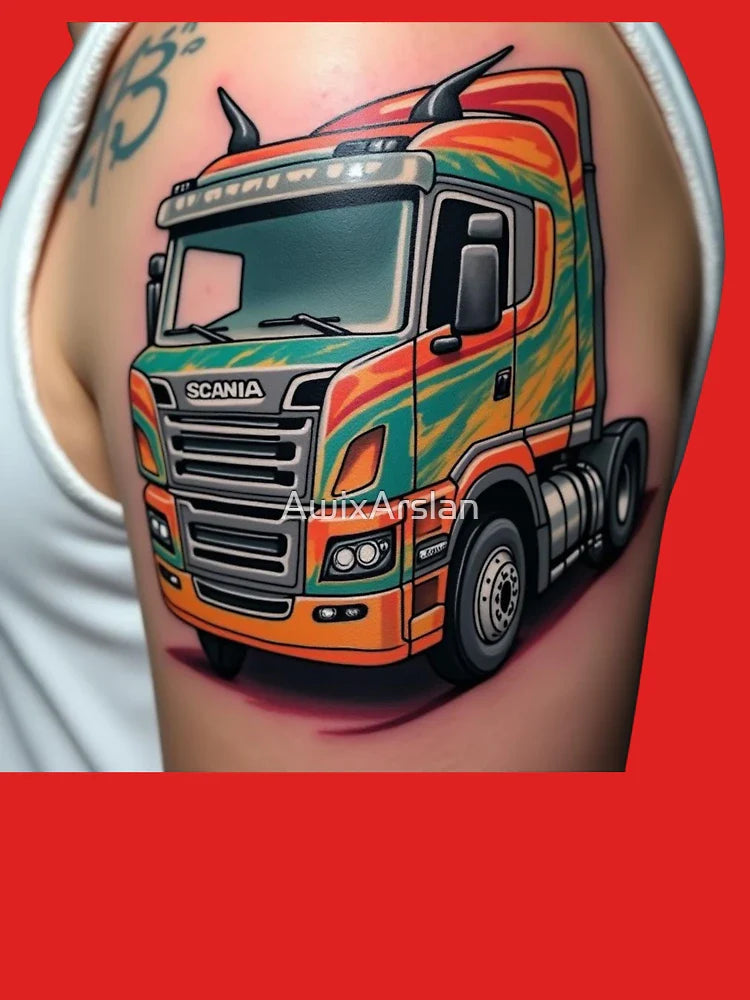 Truck Tattoo Style Colorful Illustration Design Classic T-Shirt