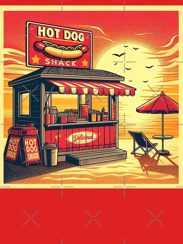 Retro Hot Dog Shack on the Beach Classic T-Shirt
