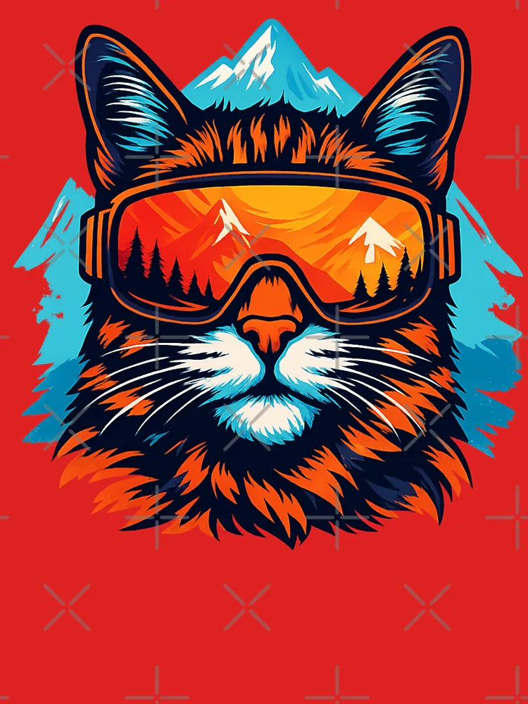 Cool Cat Retro Sunglasses Mountain Vibe Classic T-Shirt