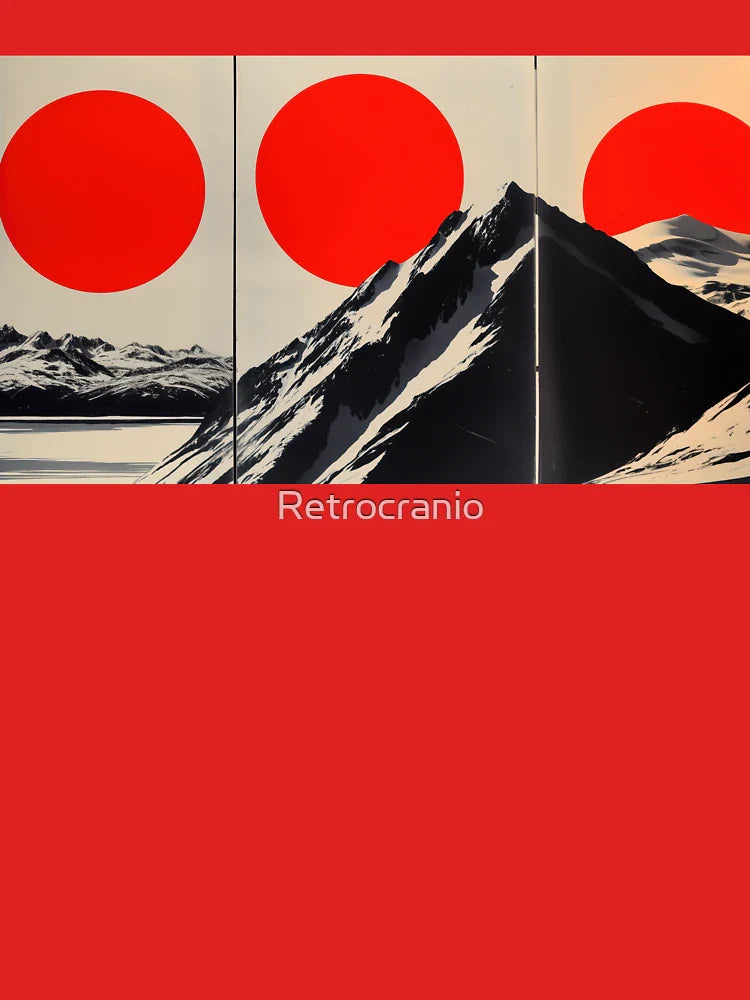 Abstract Mountain Landscape with Triple Red Suns Classic T-Shirt