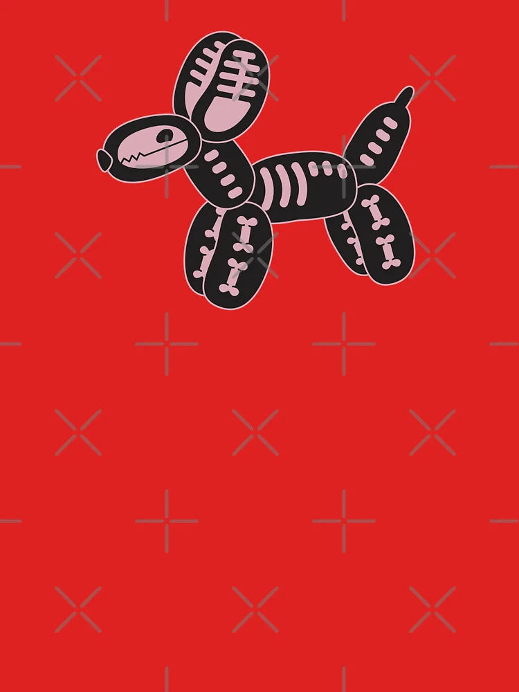 Skeleton Balloon Dog | Summerween Cute Spooky Dog Art in Pink and Black Classic T-Shirt