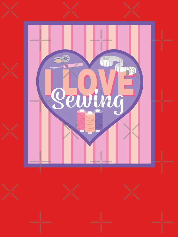 Fabric Panels I Love Sewing - PURPLE AND PEACH Classic T-Shirt