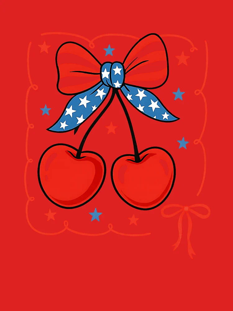 4th July Cherry, American Flag Cherry Coquette Girls Classic T-Shirt