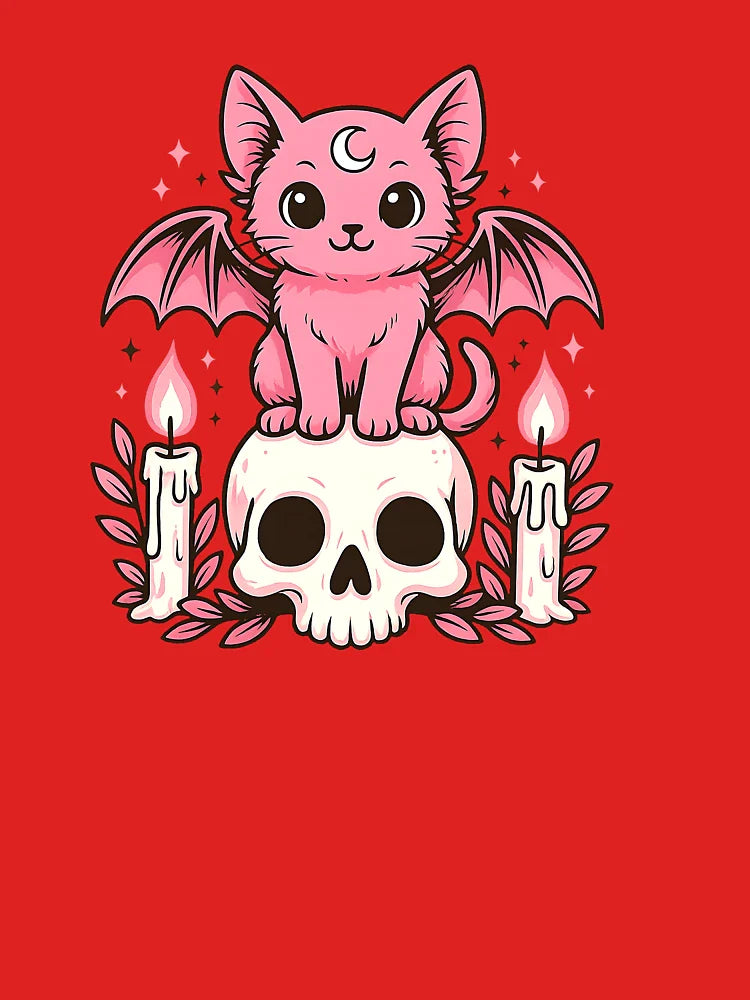 Kawaii Pastel Goth Cute Creepy Cat Bat Skeleton Classic T-Shirt