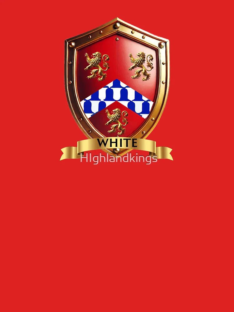 White Crest Shield  Blue Chevron & Golden Lions with Name Banner Classic T-Shirt