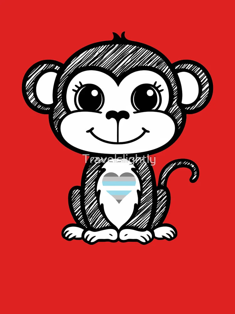 Cute Pride Monkey with Demiboy Pride Heart  Classic T-Shirt