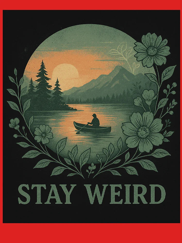Stay Weird – Retro Sunset Lake Landscape Tee Classic T-Shirt