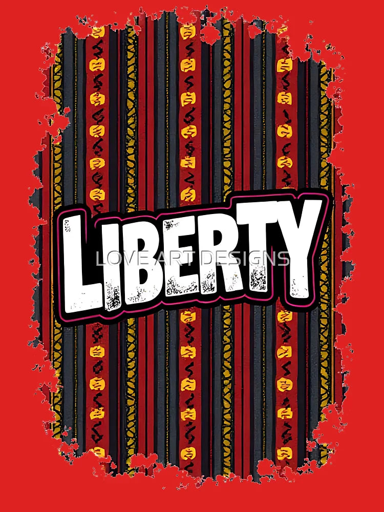 Juneteenth word “LIBERTY” on an African kente pattern Classic T-Shirt