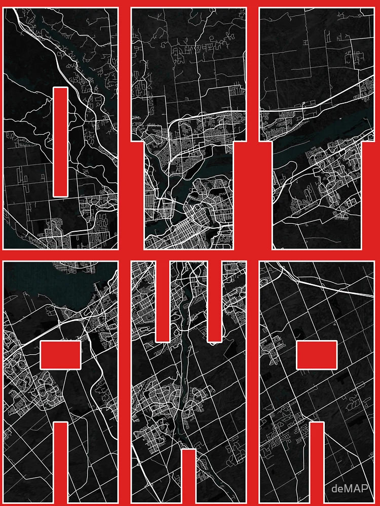 Ottawa City Map of Ontario, Canada - Dark Classic T-Shirt
