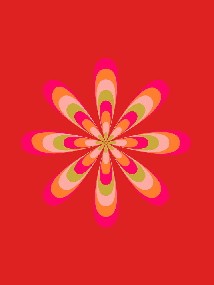 Pink Orange Green Groovy Retro Daisy Classic T-Shirt