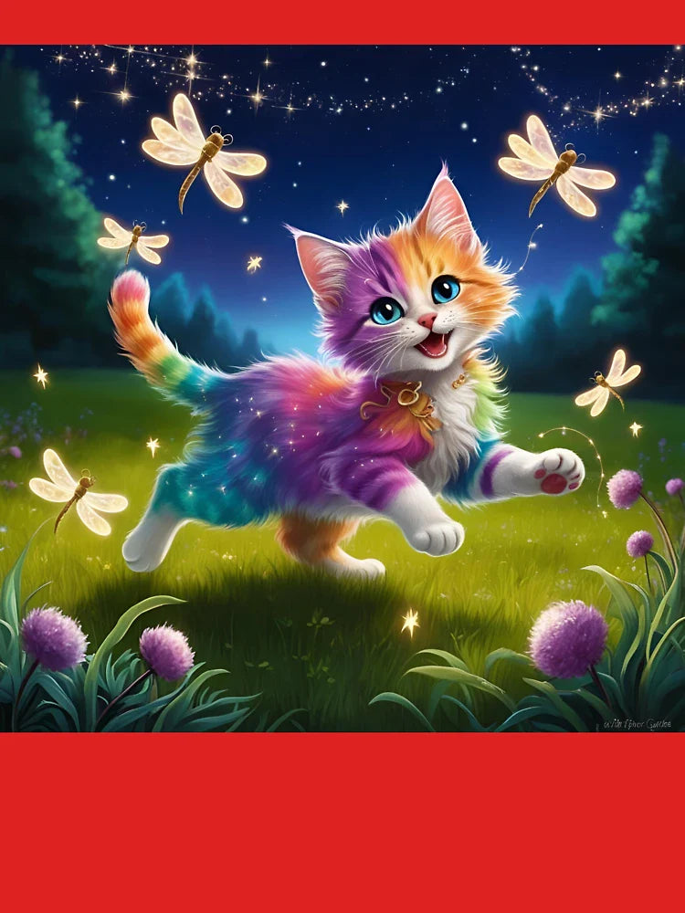 Young cute colorful cat playing with butterflies Classic T-Shirt