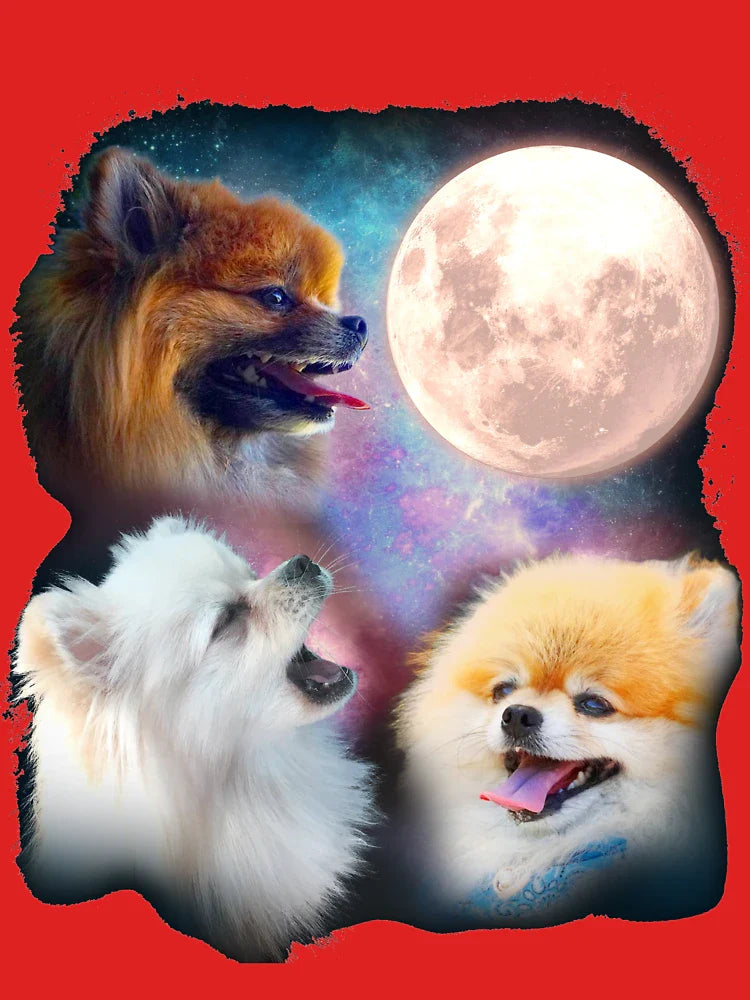 Pomeranian Dogs Howling Moon - Wolves Classic T-Shirt