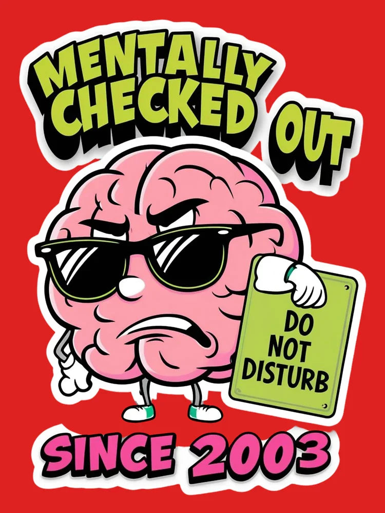 Mentally Checked Out Since 2003 – Funny Lazy Brain Cartoon for Introverts Classic T-Shirt