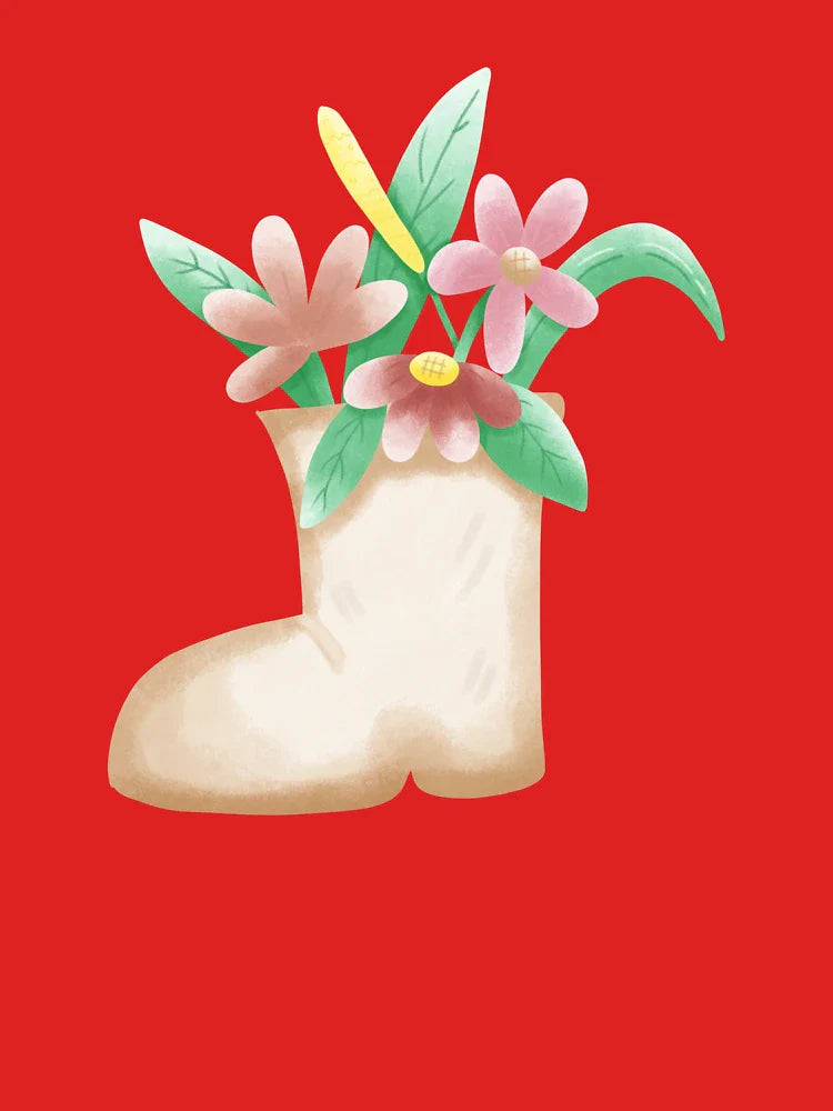 Cute Flower Boot Illustration – Whimsical Floral Art Classic T-Shirt