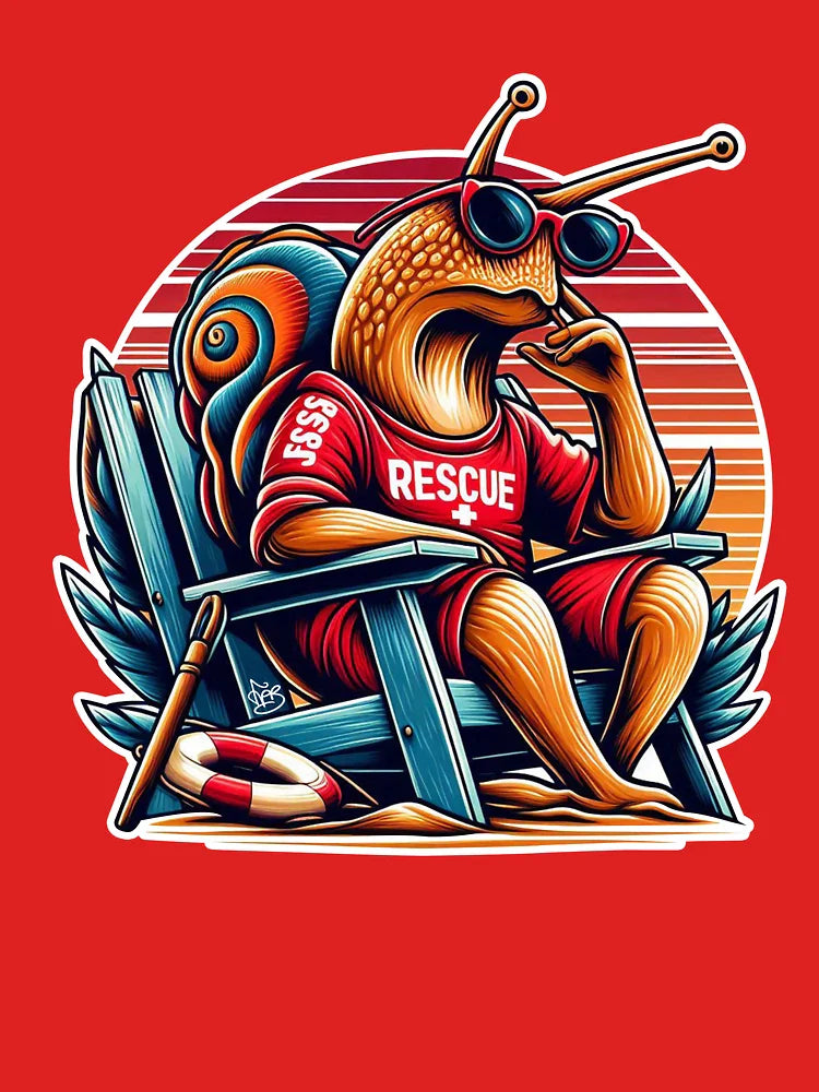 Sunset Lifeguard Snail – Funny Vintage Illustration Classic T-Shirt