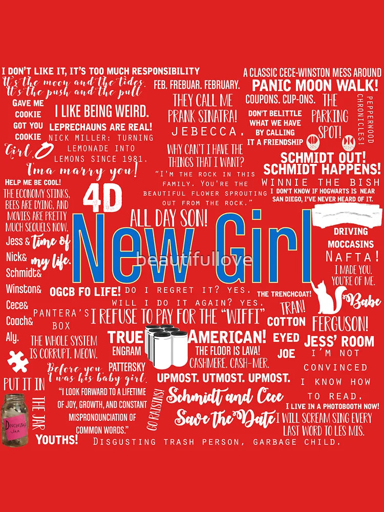 New Girl Memorable Quotes White Font Classic T-Shirt