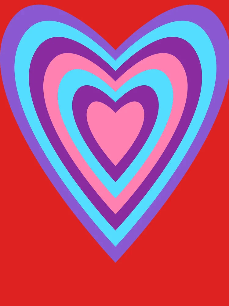 Groovy Blue Purple Pink Heart - Retro Love Pattern Classic T-Shirt