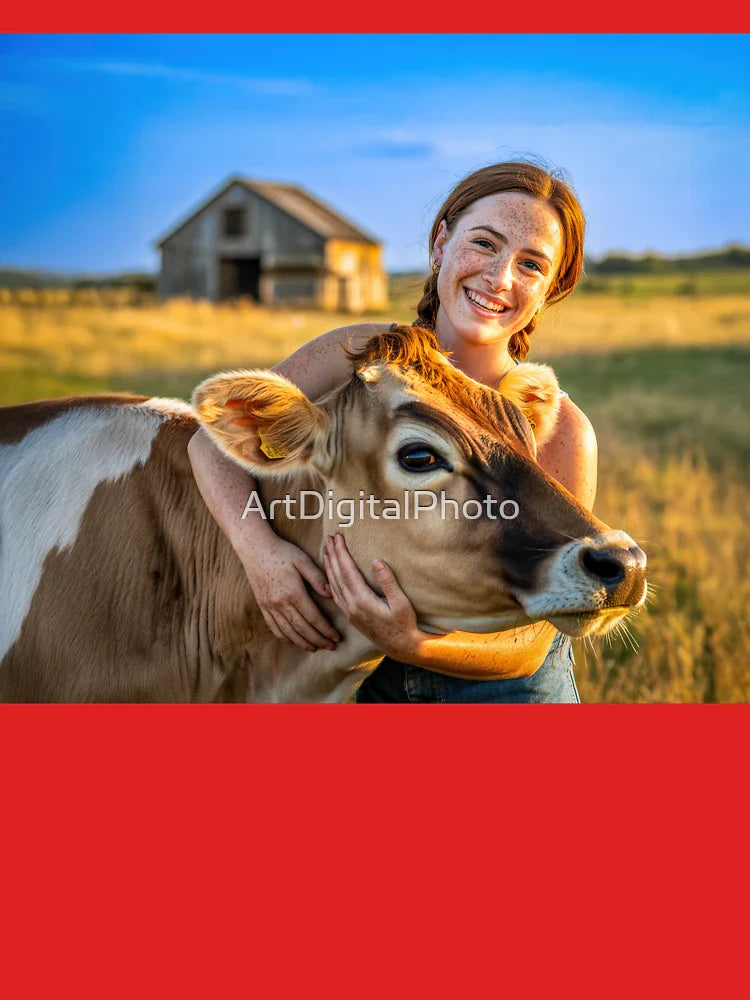 Woman Farmer And Favorite Cow Portrait Classic T-Shirt