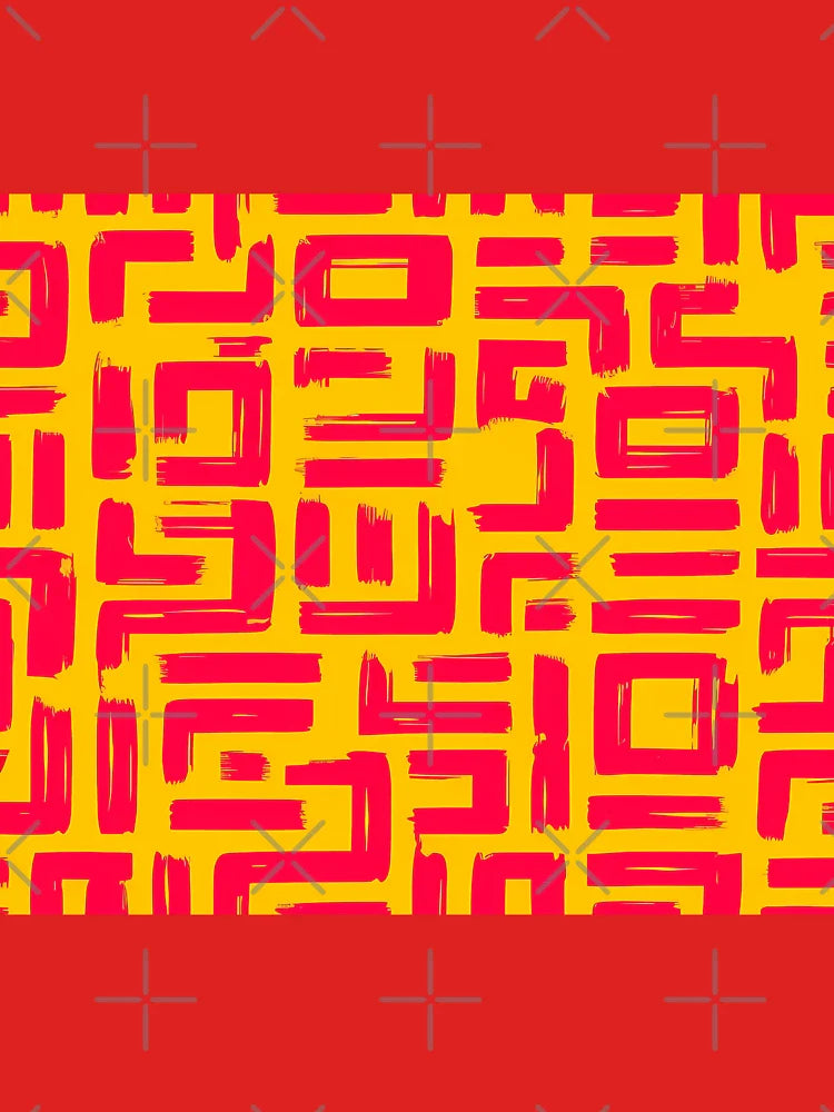 Vibrant Orange Red Maze Pattern Classic T-Shirt